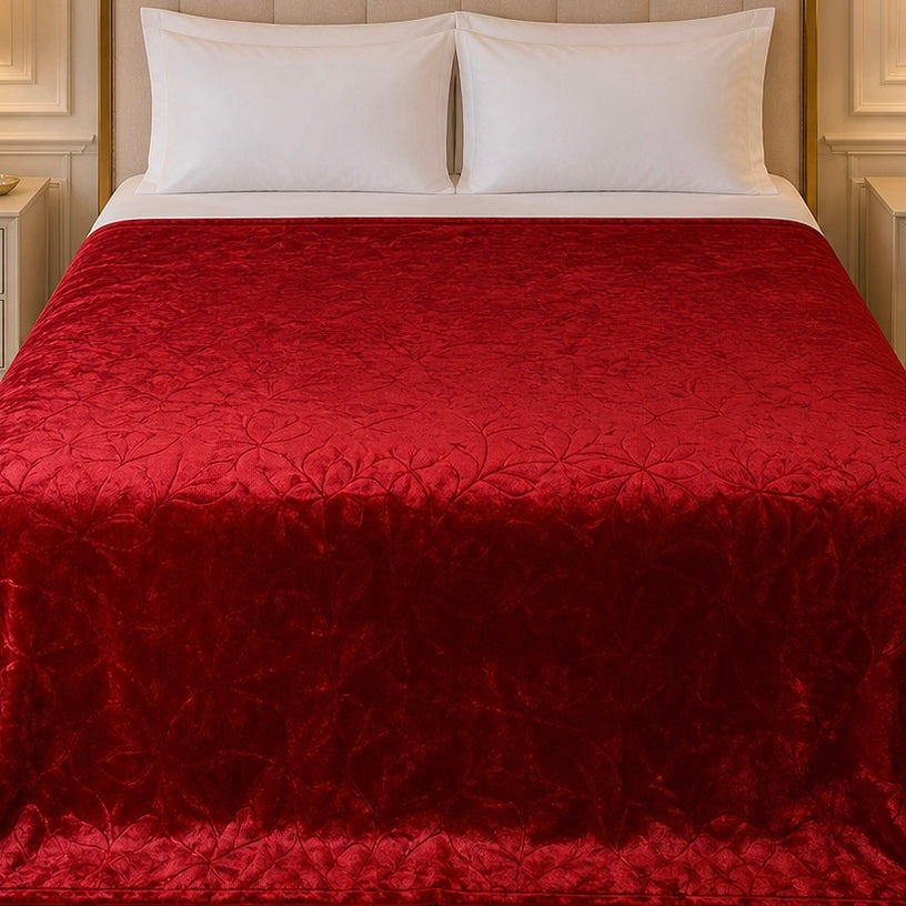 Golden Loom Warmth Fleece Blanket King Size - Red Colour