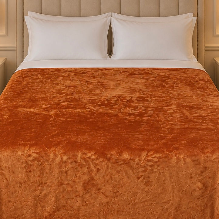 Golden Loom Warmth Fleece Blanket King Size - Gold Colour