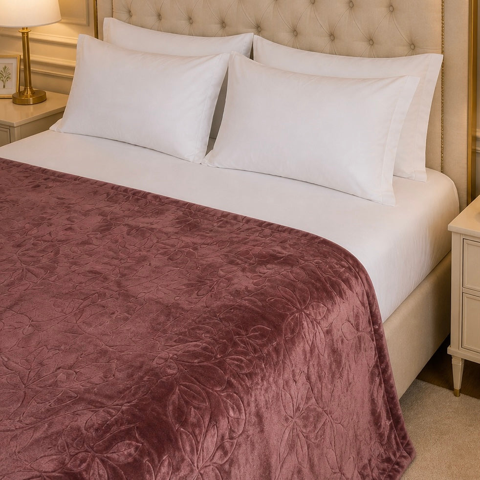 Golden Loom Warmth Fleece Blanket King Size - Dark Brown Colour