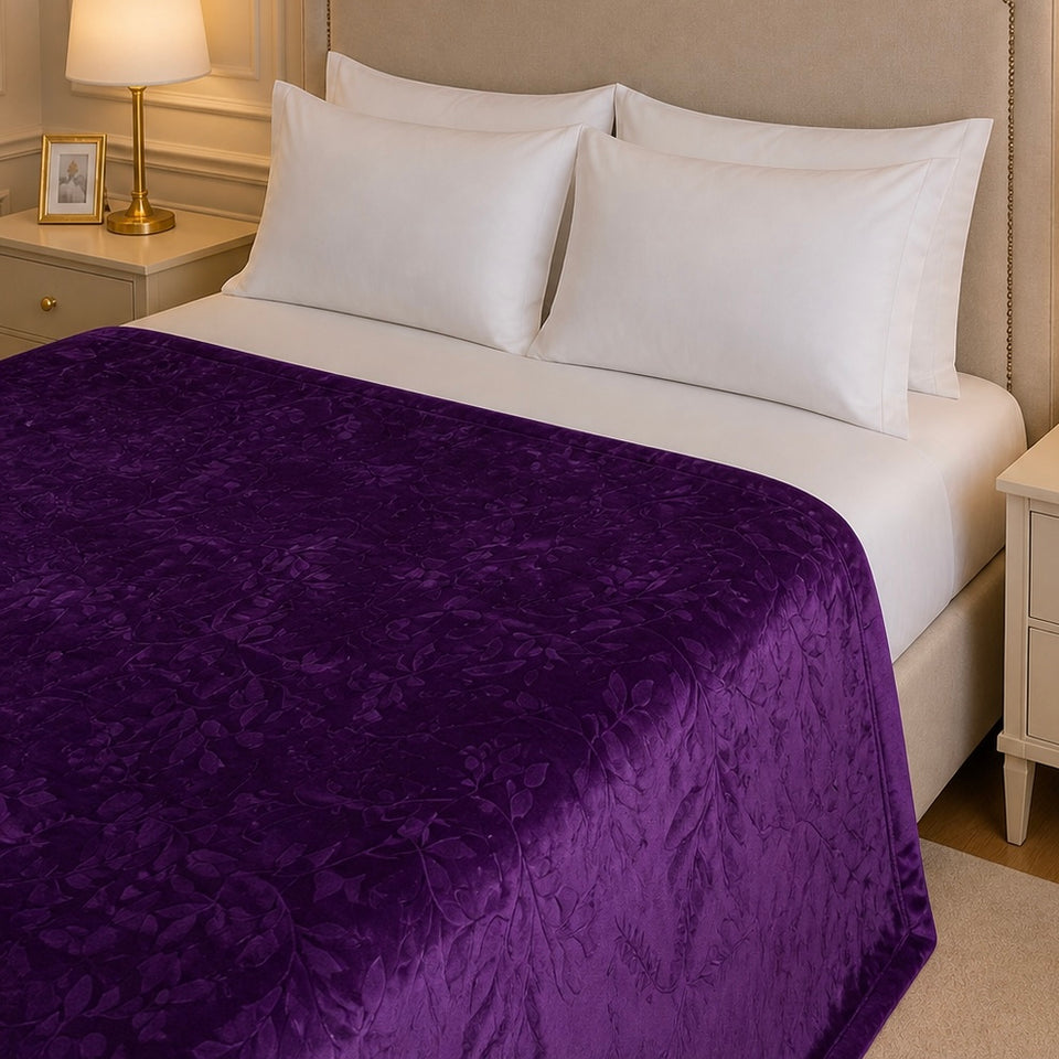Golden Loom Warmth Fleece Blanket King Size - Purple Colour