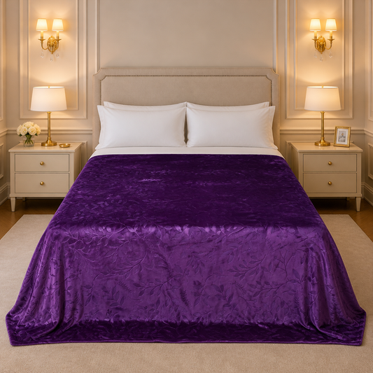Golden Loom Warmth Fleece Blanket King Size - Purple Colour