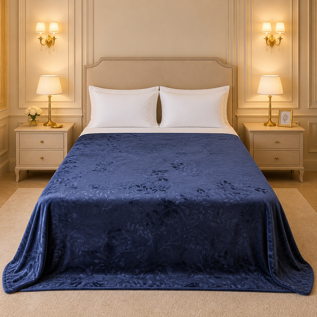 Golden Loom Warmth Fleece Blanket King Size - Blue Colour