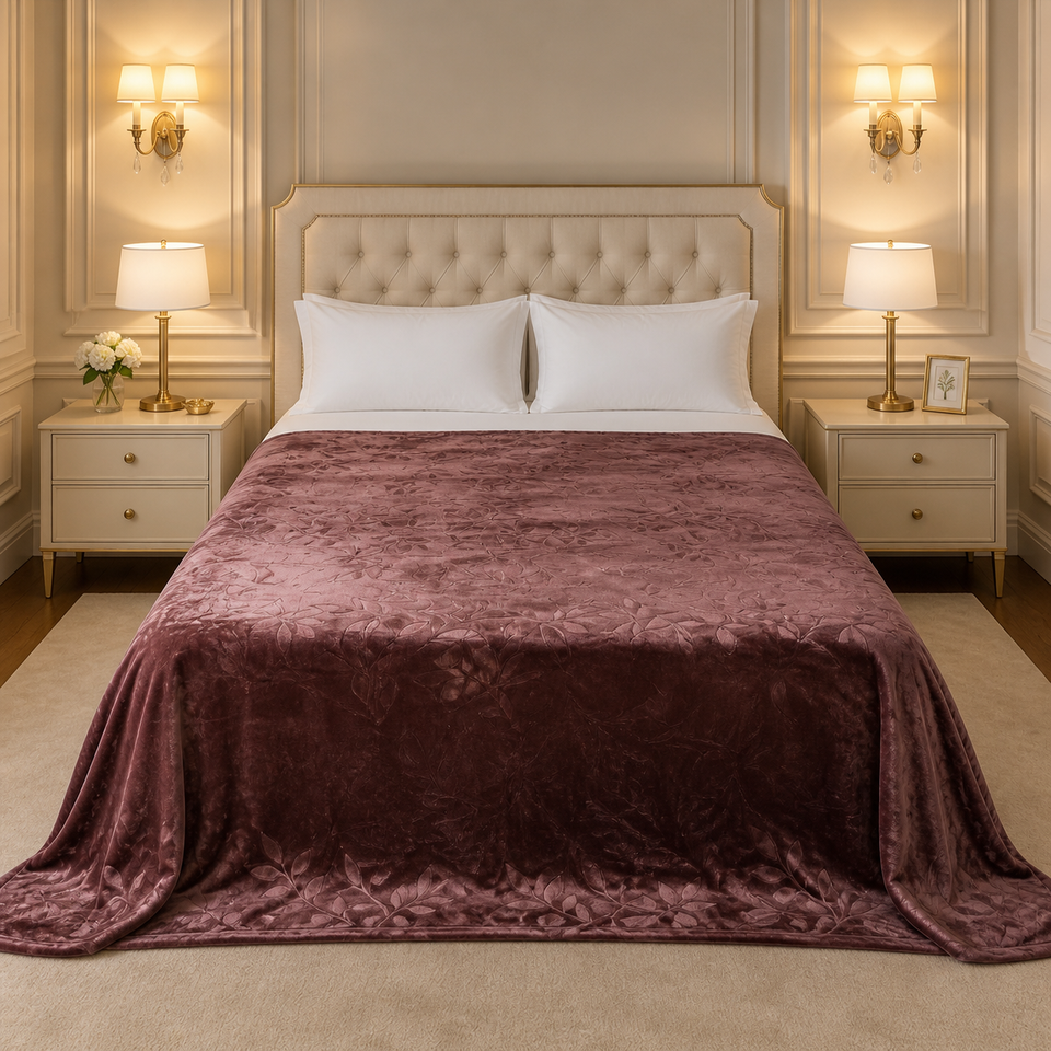 Golden Loom Warmth Fleece Blanket King Size - Dark Brown Colour