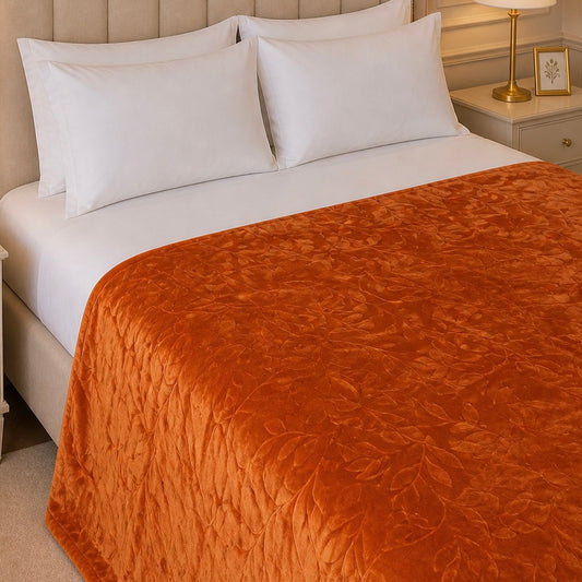 Golden Loom Warmth Fleece Blanket King Size - Gold Colour