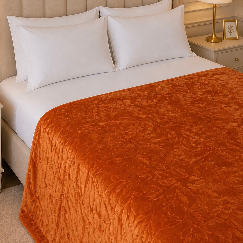 Golden Loom Warmth Fleece Blanket King Size - Gold Colour