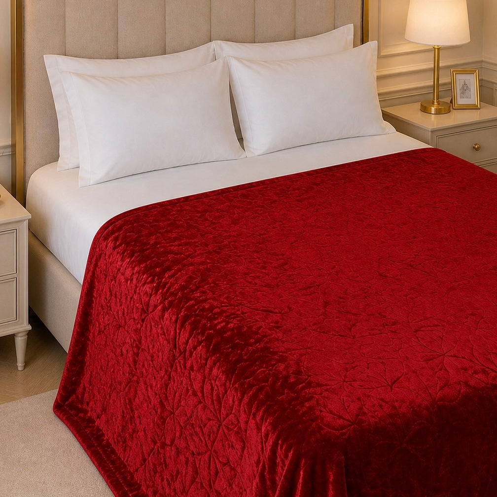 Golden Loom Warmth Fleece Blanket King Size - Red Colour