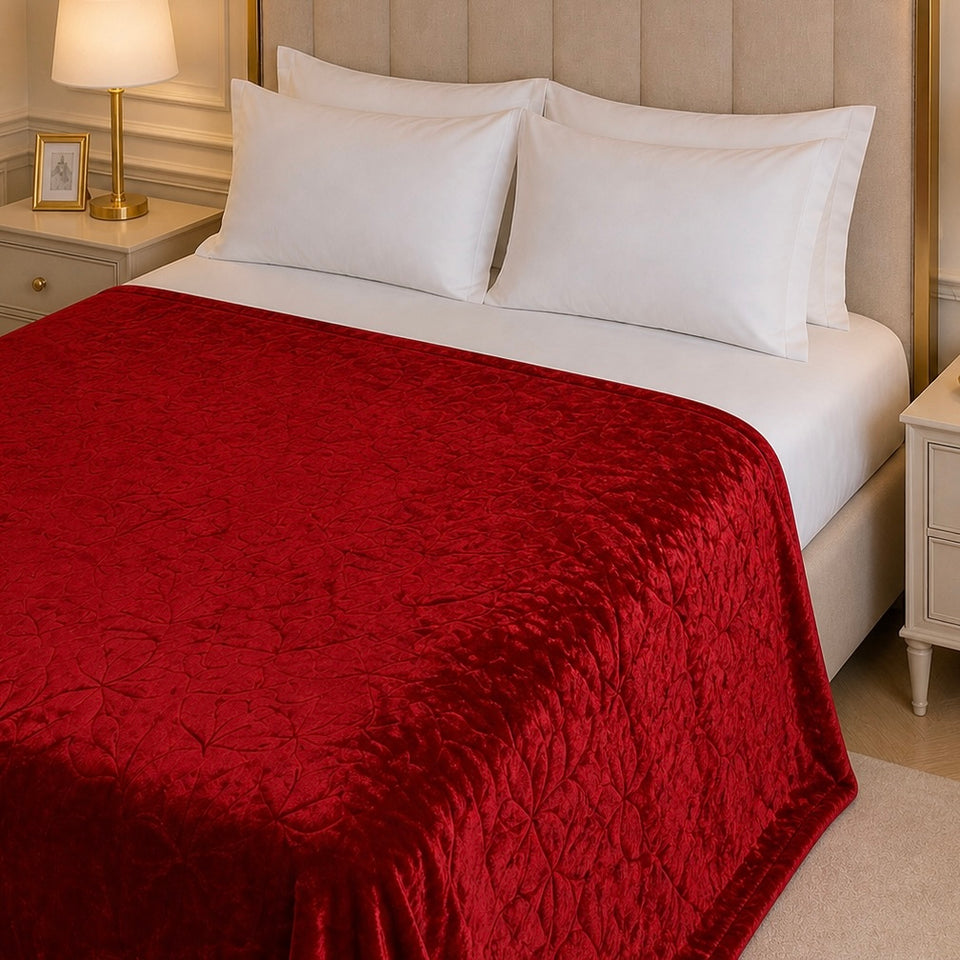 Golden Loom Warmth Fleece Blanket King Size - Red Colour