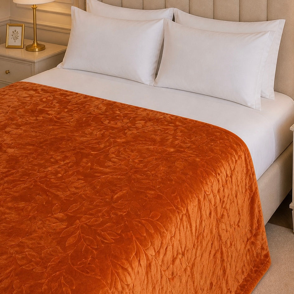 Golden Loom Warmth Fleece Blanket King Size - Gold Colour