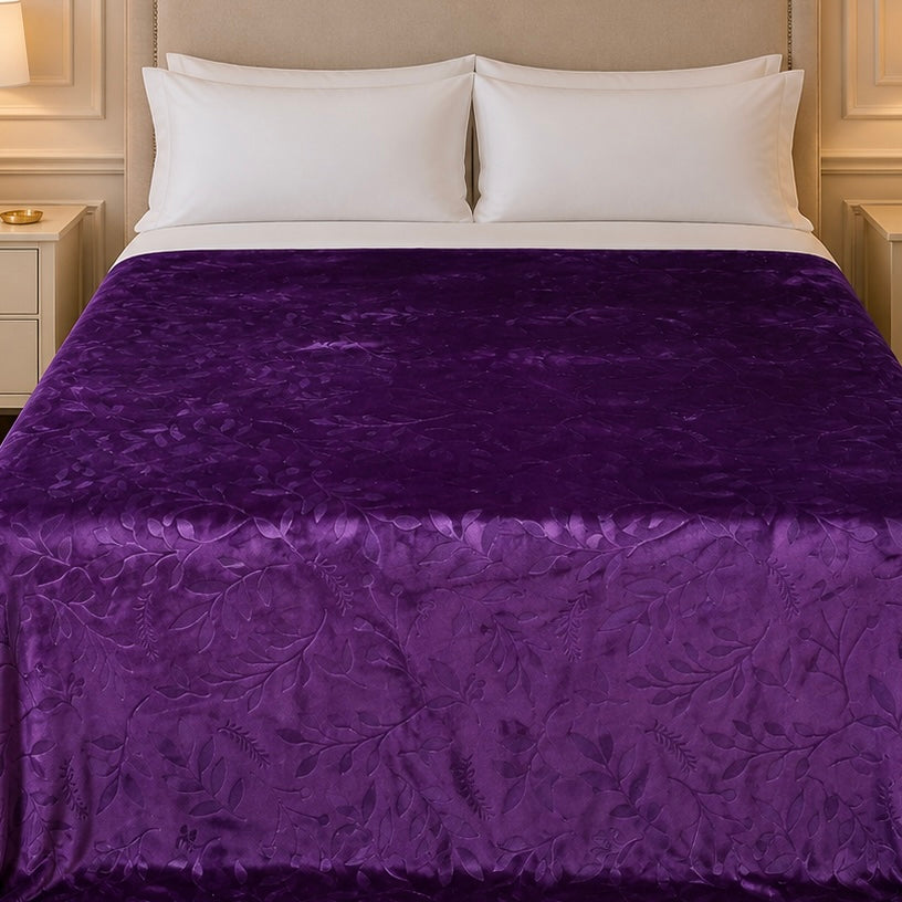Golden Loom Warmth Fleece Blanket King Size - Purple Colour