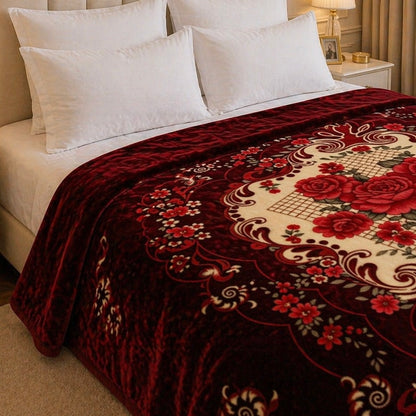 Grandeur Max Double Bed Blanket 2 Ply in Poly Bag - Maroon Colour