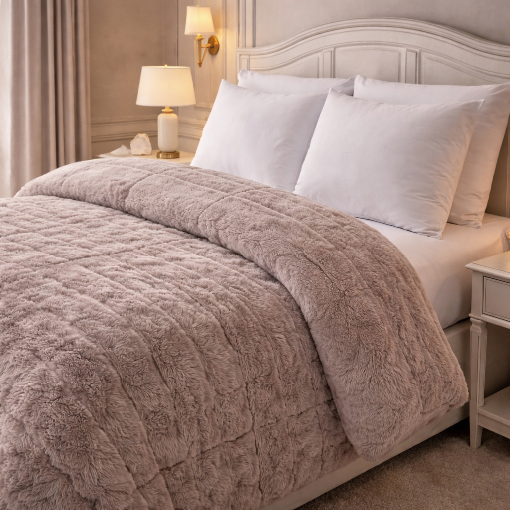 Heritage Home 4 Pcs Top Fitted Comforter Set - Gray Colour