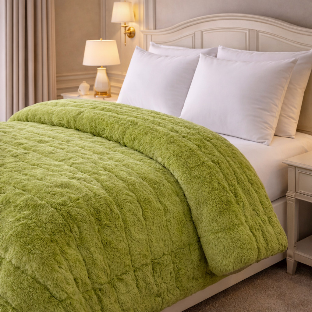 Heritage Home 4 Pcs Top Fitted Comforter Set - Green Colour