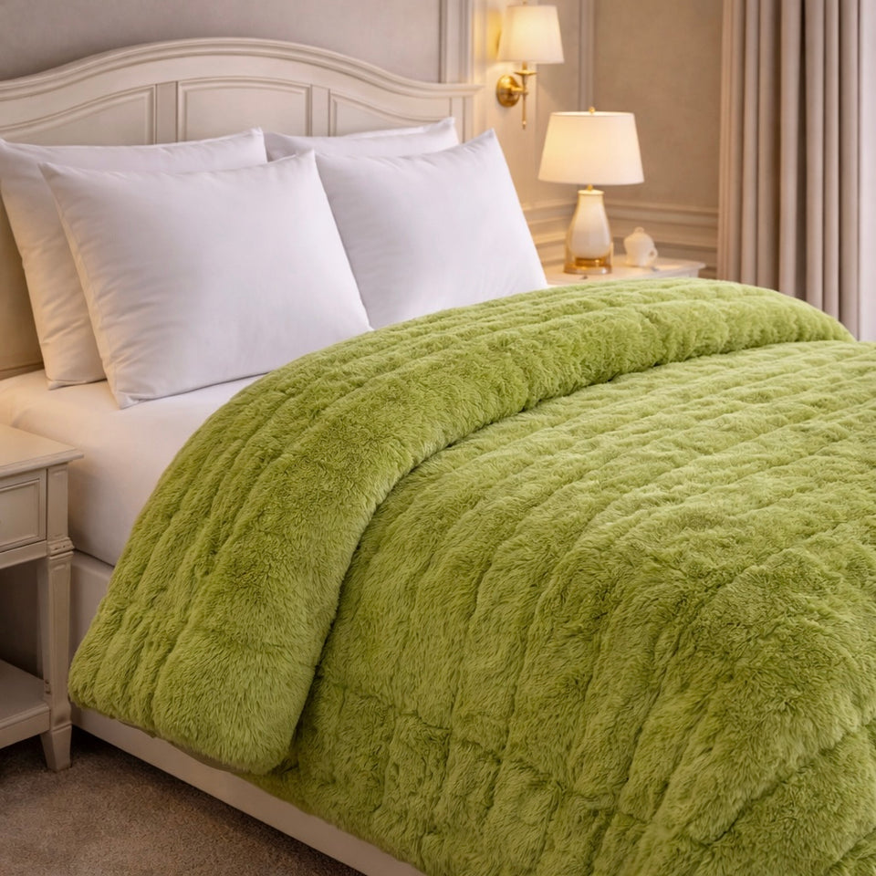 Heritage Home 4 Pcs Top Fitted Comforter Set - Green Colour