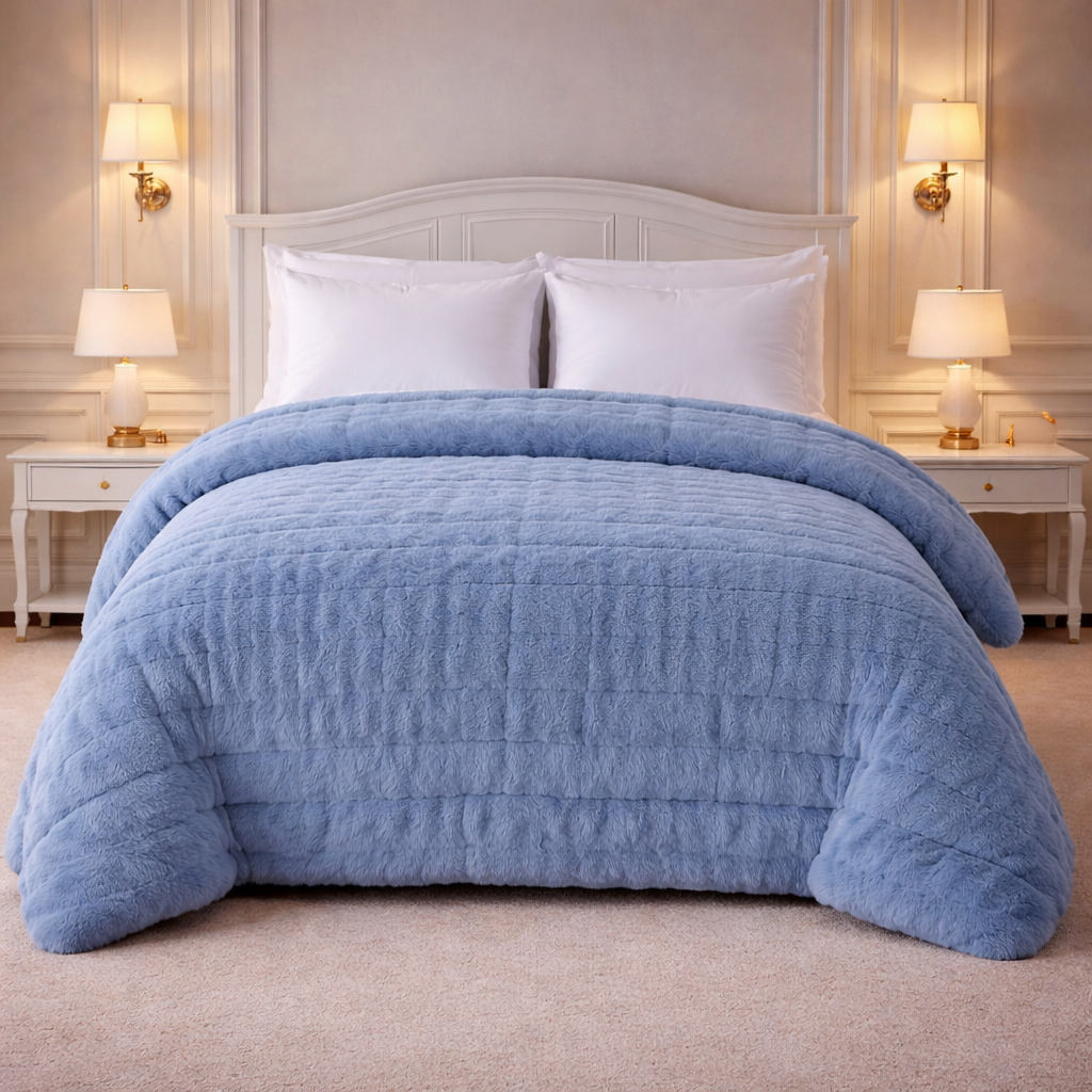Heritage Home 4 Pcs Top Fitted Comforter Set - Sky Blue Colour