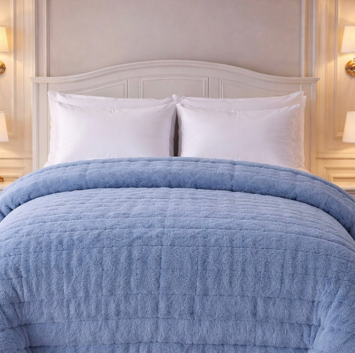 Heritage Home 4 Pcs Top Fitted Comforter Set - Sky Blue Colour
