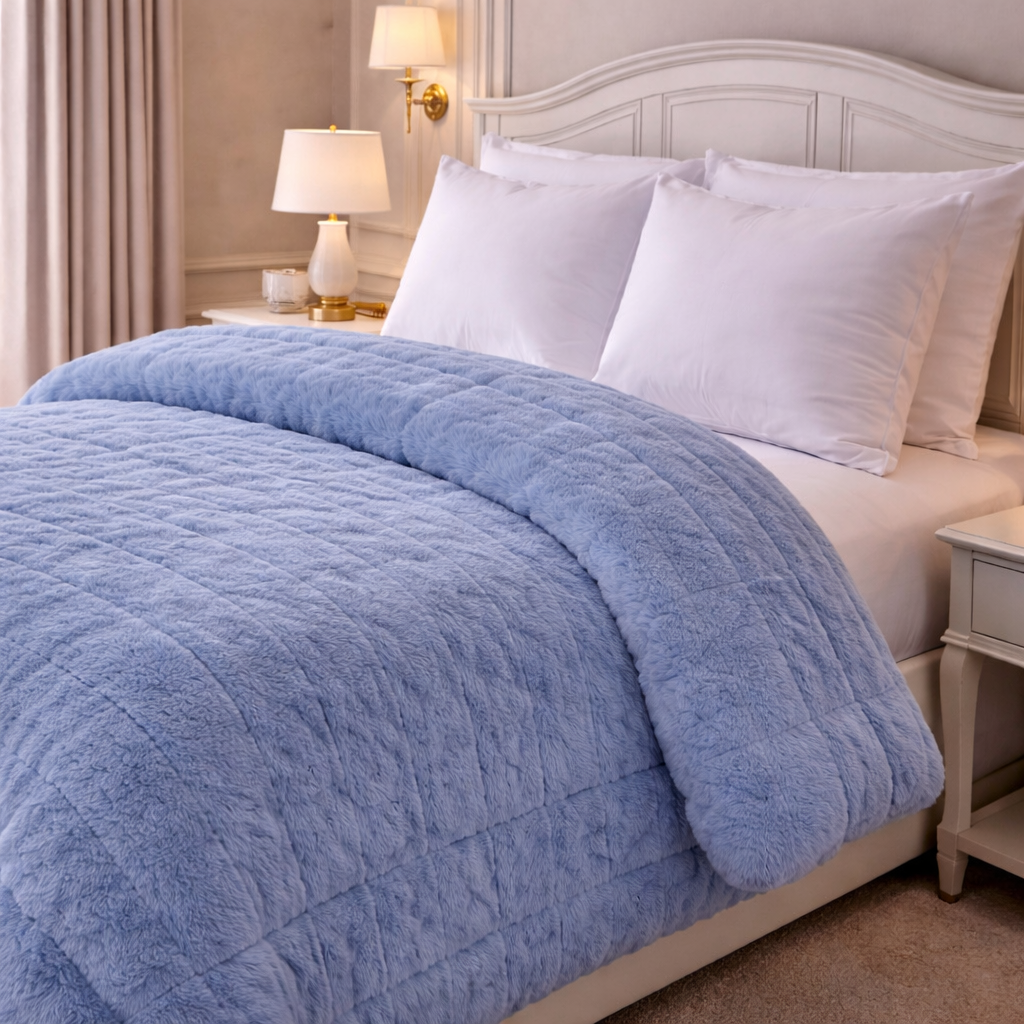 Heritage Home 4 Pcs Top Fitted Comforter Set - Sky Blue Colour