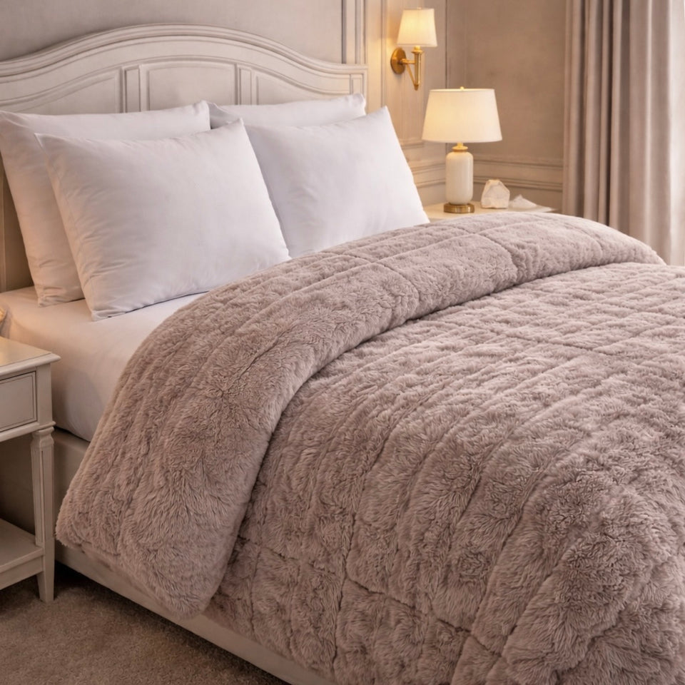 Heritage Home 4 Pcs Top Fitted Comforter Set - Gray Colour