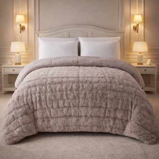 Heritage Home 4 Pcs Top Fitted Comforter Set - Gray Colour 