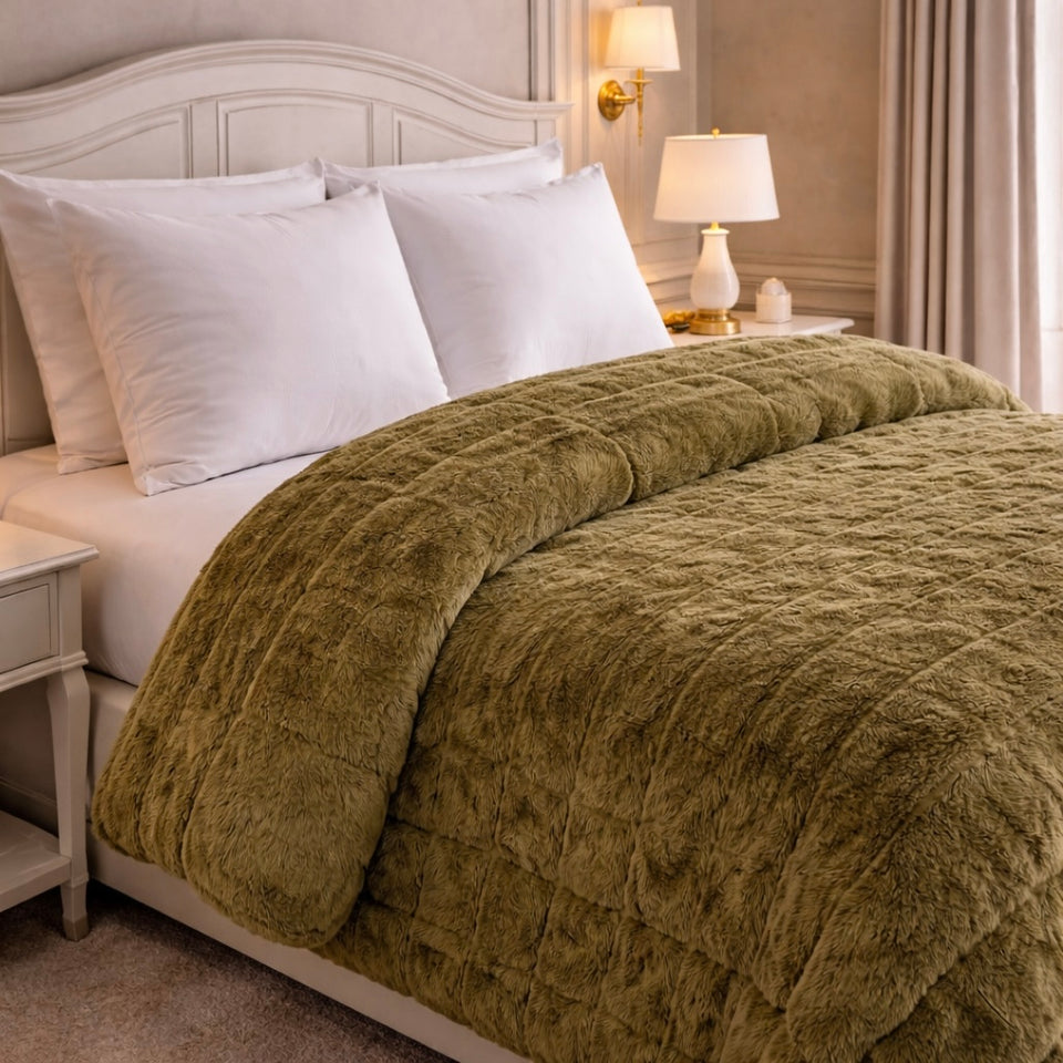 Heritage Home 4 Pcs Top Fitted Comforter Set - Olive Green Colour