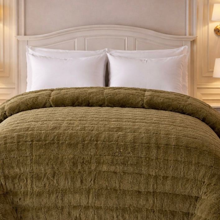 Heritage Home 4 Pcs Top Fitted Comforter Set - Olive Green Colour