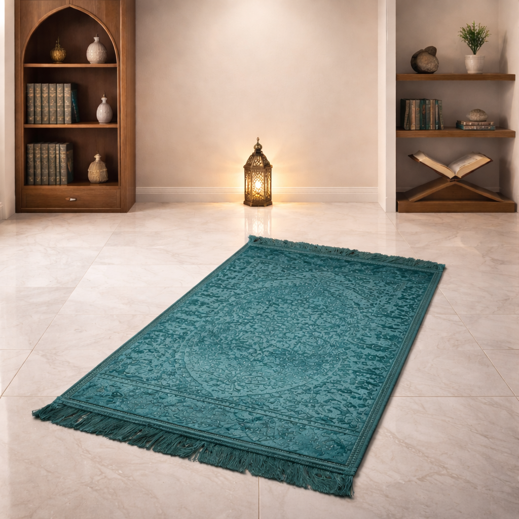 Hijaz Luxe Prayer Mat - Deep Lagoon Colour