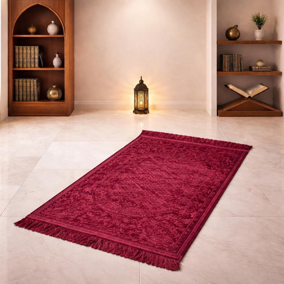Hijaz Luxe Prayer Mat - Ruby Red Colour