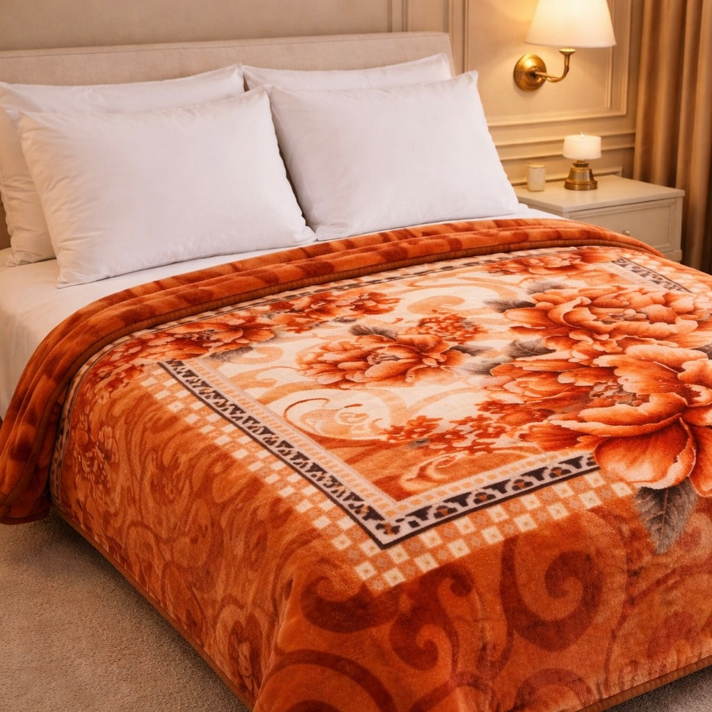 Imperial Loom Double Bed Blanket 2 Ply in Poly Bag - Bronze Colour