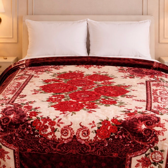Imperial Loom Double Bed Blanket 2 Ply in Poly Bag - Maroon Colour