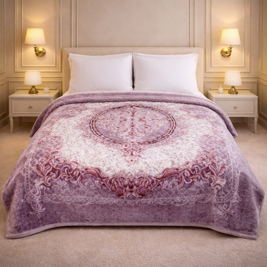 Imperial Loom Double Bed Blanket 2 Ply in Poly Bag - Rich Plum Colour