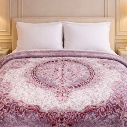 Imperial Loom Double Bed Blanket 2 Ply in Poly Bag - Rich Plum Colour