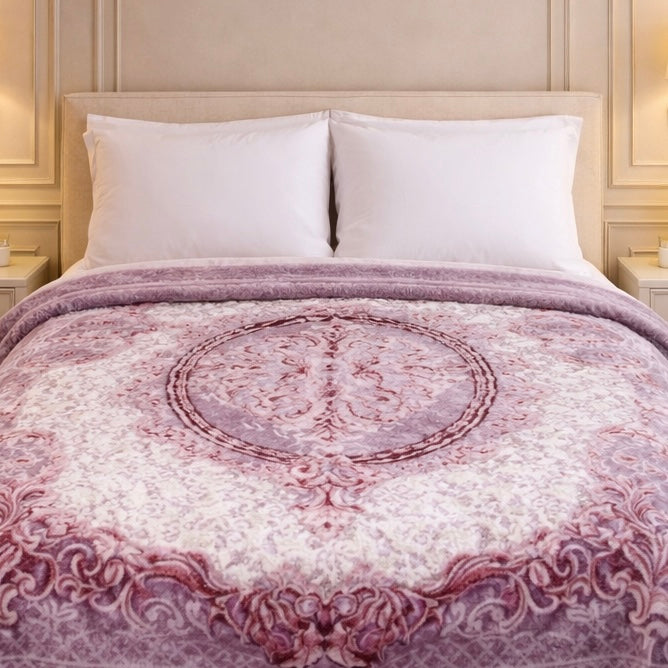 Imperial Loom Double Bed Blanket 2 Ply in Poly Bag - Rich Plum Colour