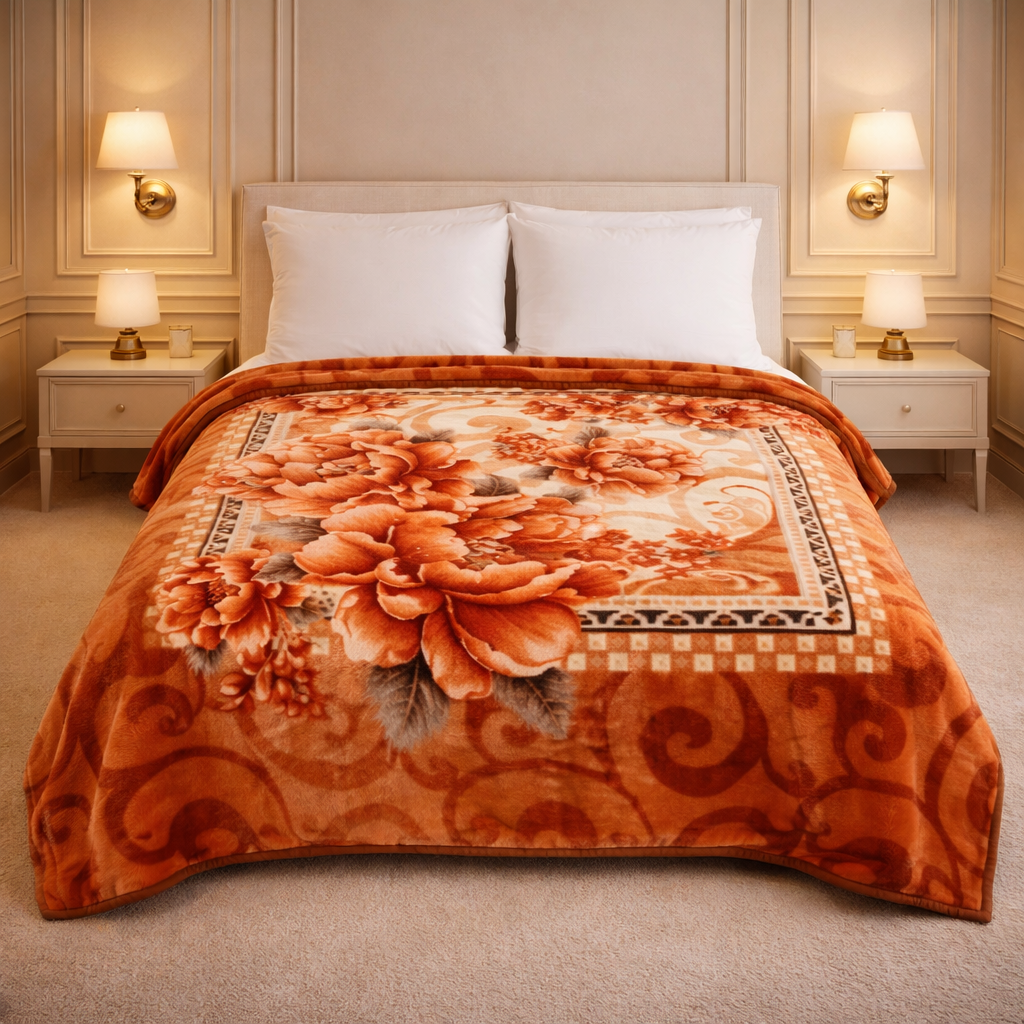 Imperial Loom Double Bed Blanket 2 Ply in Poly Bag - Bronze Colour