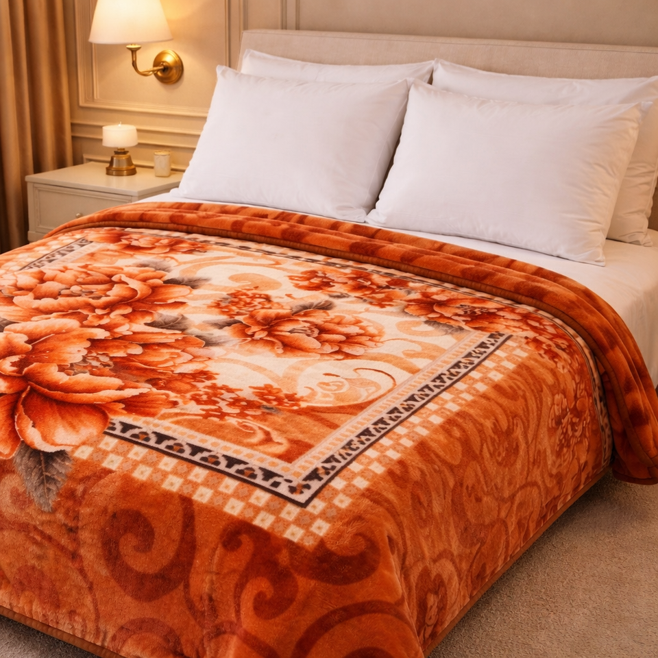 Imperial Loom Double Bed Blanket 2 Ply in Poly Bag - Bronze Colour