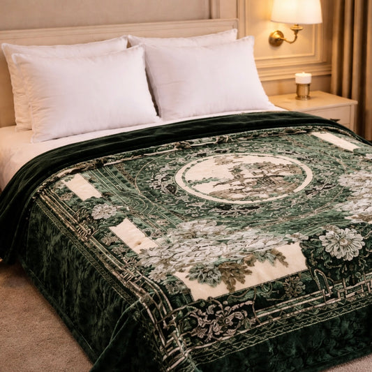 Imperial Loom Double Bed Blanket 2 Ply in Poly Bag - Green Colour