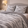 Levora Comfort Printed 4 Pcs Revers Fitted Comforter Set - Gray Colour