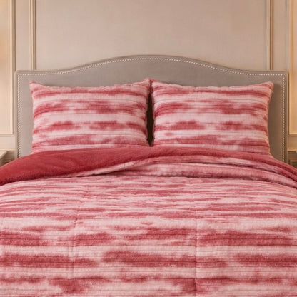 Levora Comfort Printed 4 Pcs Revers Fitted Comforter Set - Soft Rose Colour