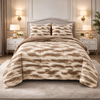Levora Comfort Printed 4 Pcs Revers Fitted Comforter Set - Beige Colour