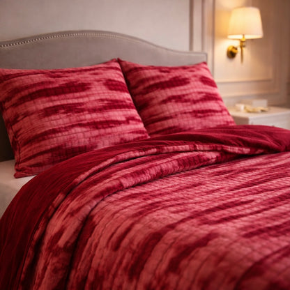 Levora Comfort Printed 4 Pcs Revers Fitted Comforter Set - Red Colour