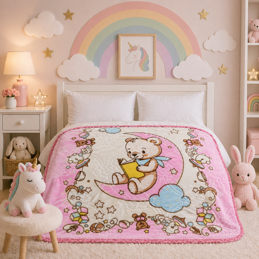 Little Cloud Baby Cot Blanket Box - Pink Colour