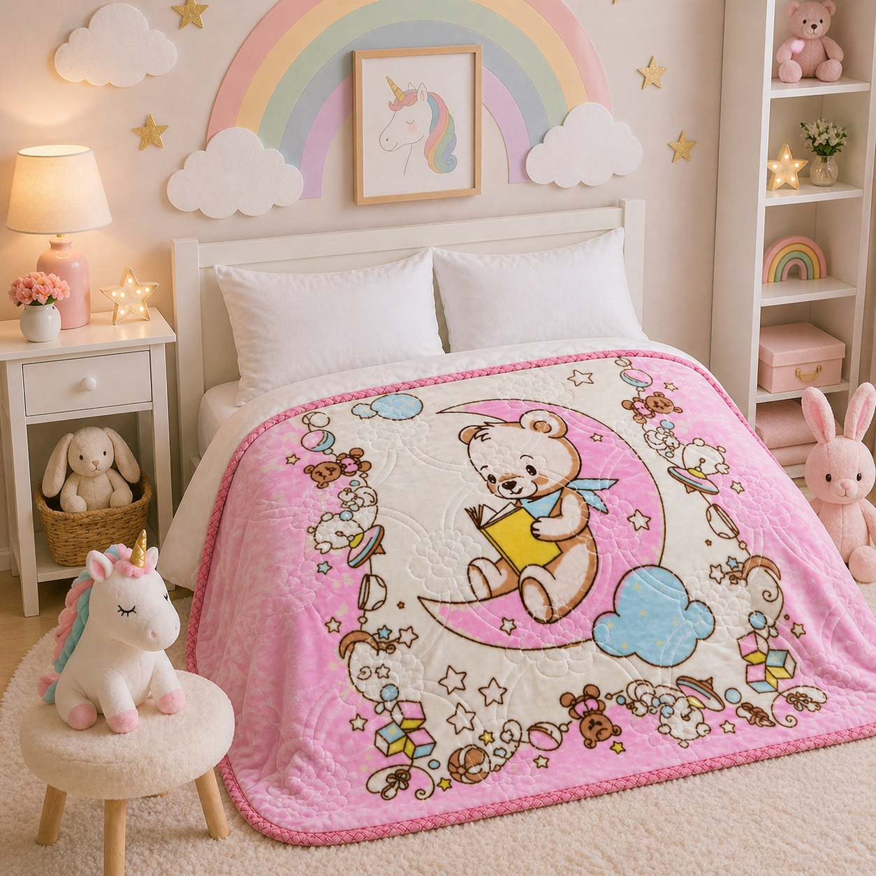 Little Cloud Baby Cot Blanket Box - Pink Colour