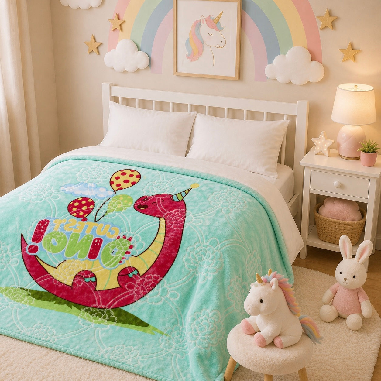 Little Cloud Baby Cot Blanket Box - Aqua Cloud Colour