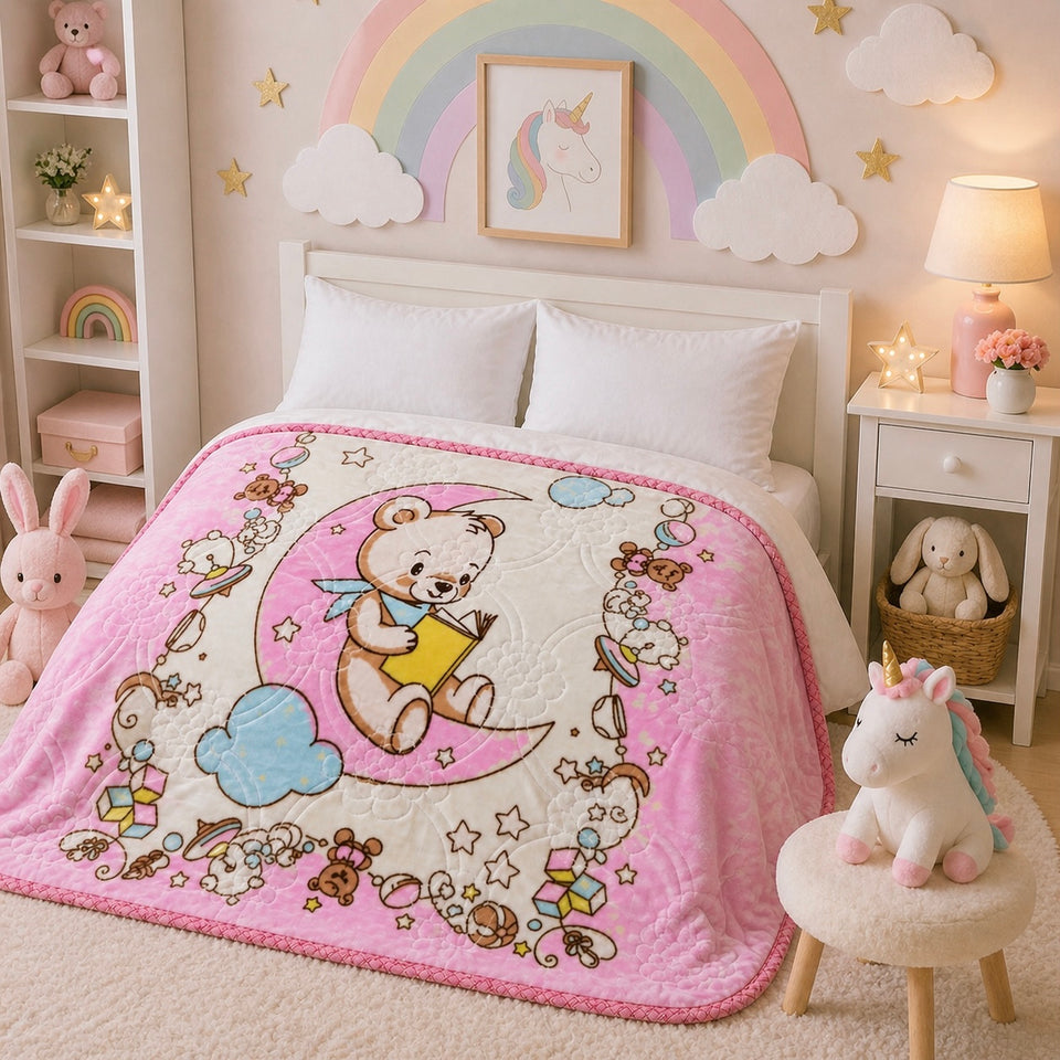 Little Cloud Baby Cot Blanket Box - Pink Colour