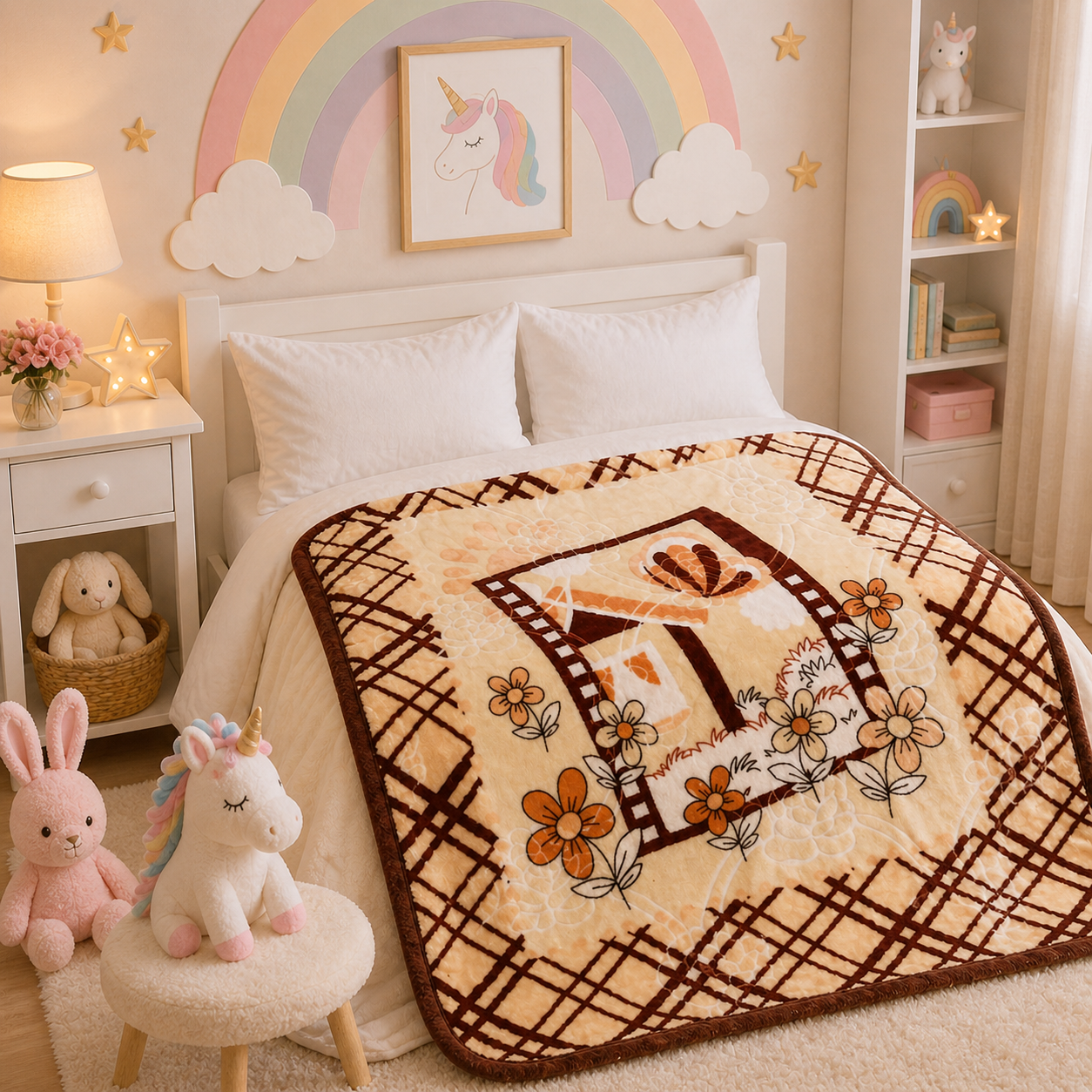 Little Cloud Baby Cot Blanket Box - Beige Colour