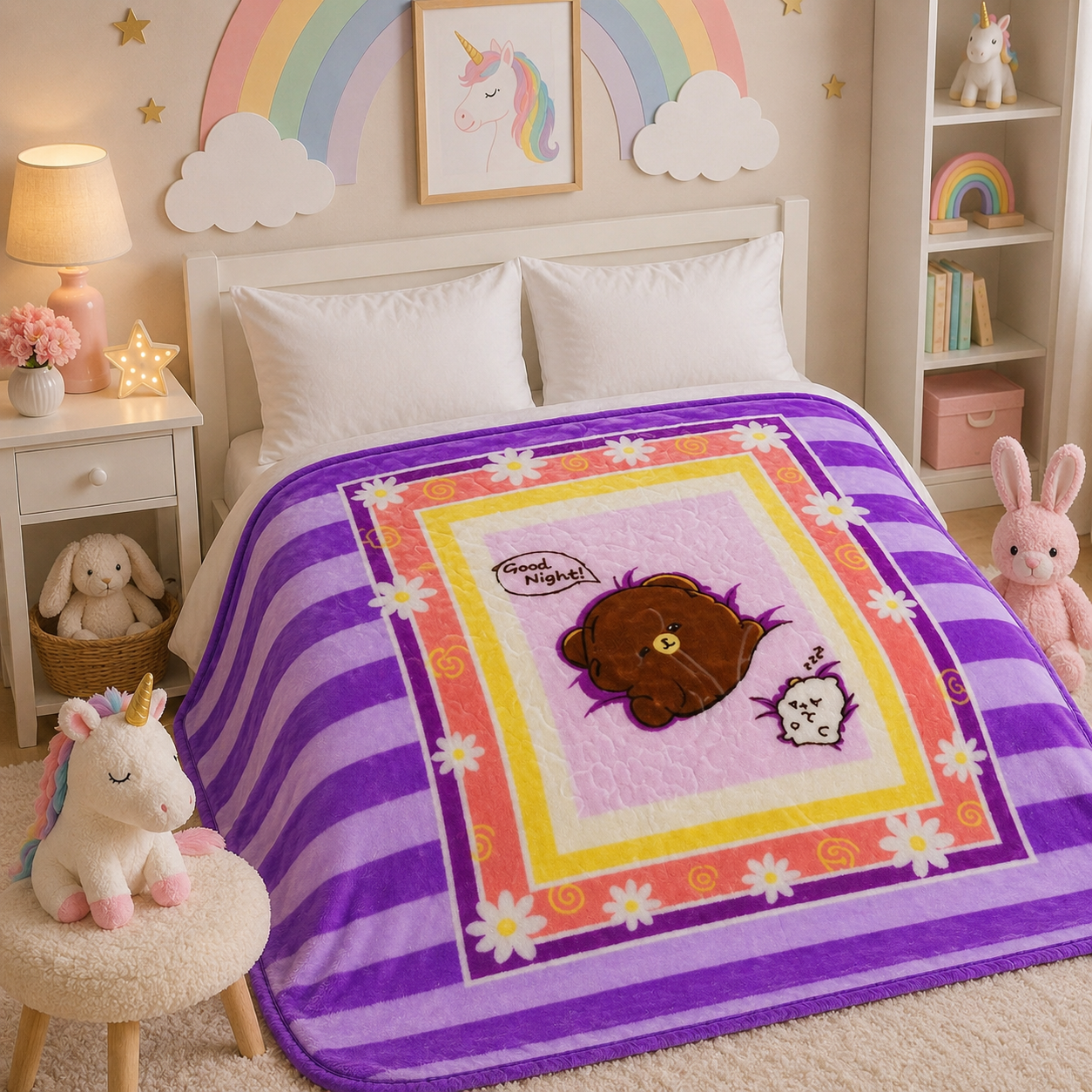 Little Cloud Baby Cot Blanket Box - Purple Colour