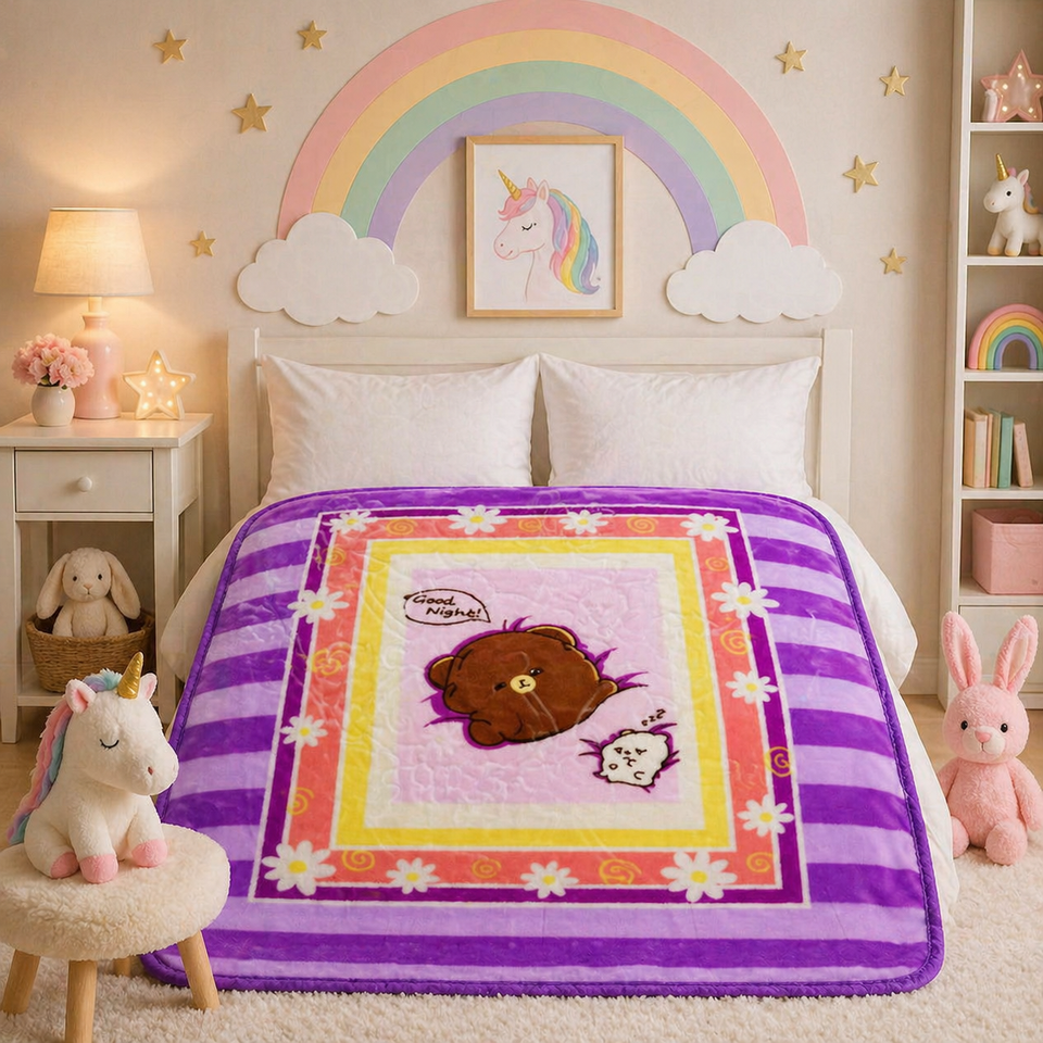 Little Cloud Baby Cot Blanket Box - Purple Colour