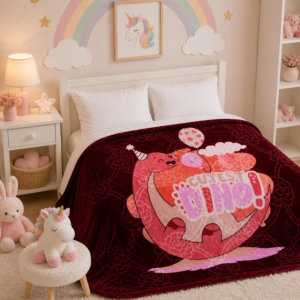 Little Cloud Baby Cot Blanket Box - Charcoal Rose Colour