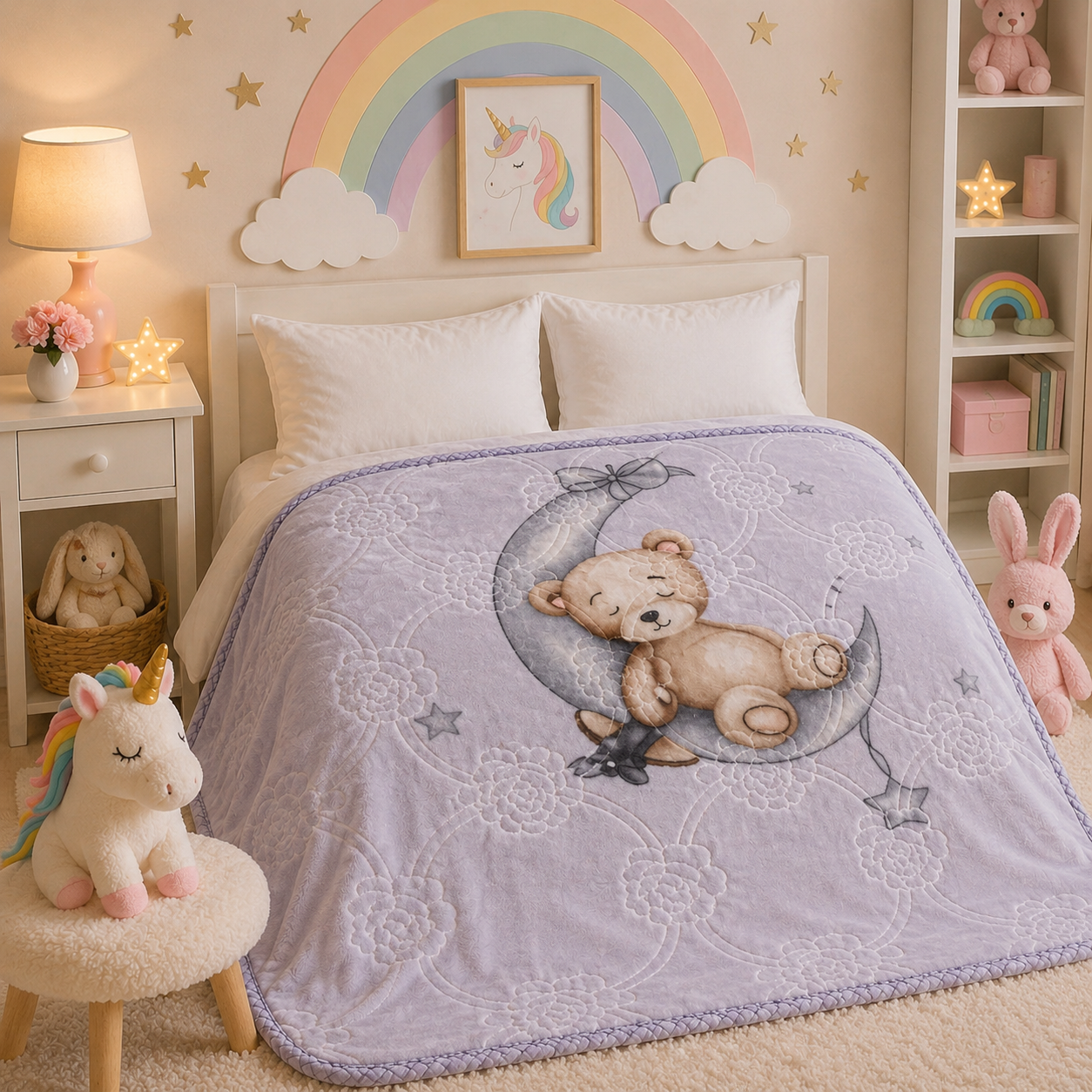 Little Cloud Baby Cot Blanket Box - Twilight Petal Colour