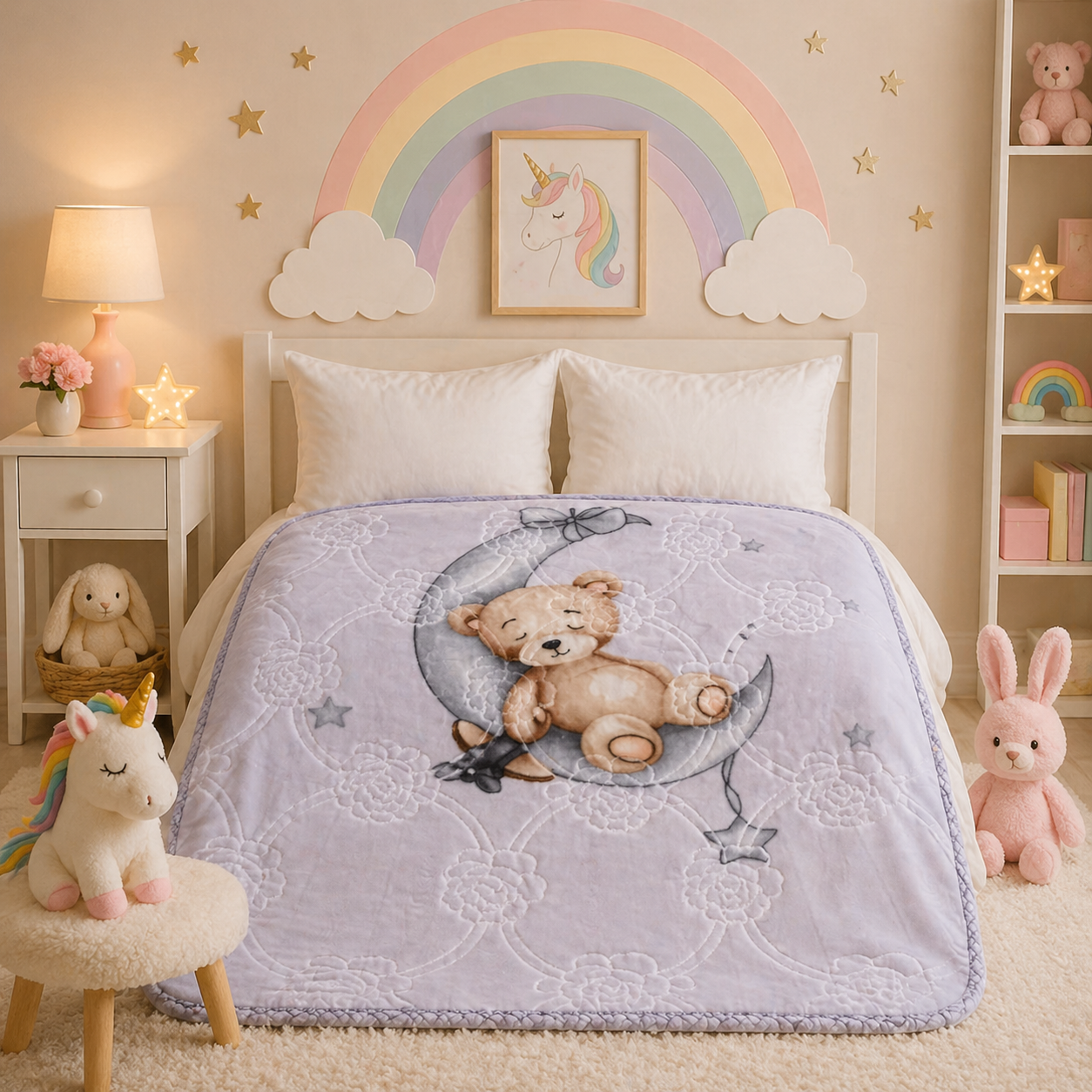 Little Cloud Baby Cot Blanket Box - Twilight Petal Colour