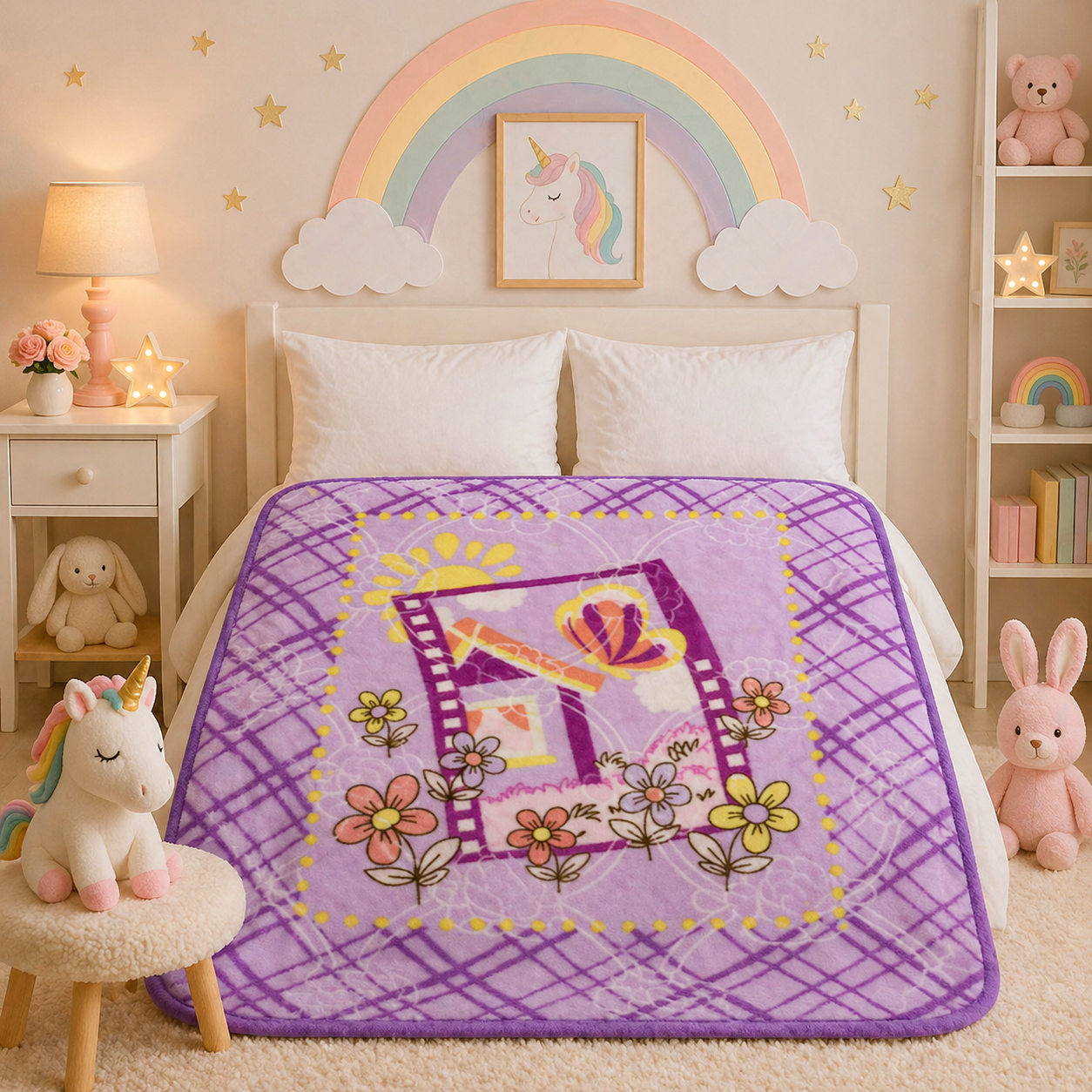 Little Cloud Baby Cot Blanket Box - Purple Colour