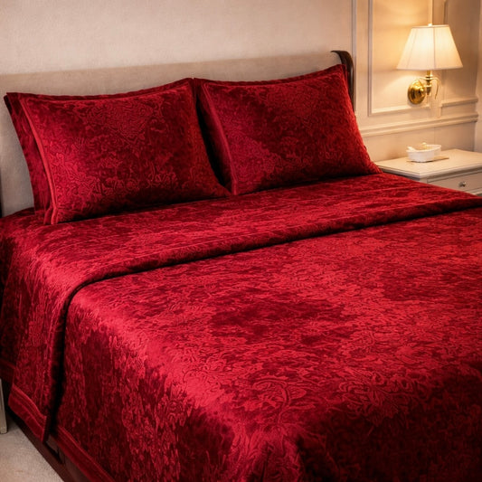 Loft Colorado 7 Pcs Bed Spread Cloudy Set Box - Ruby Red Colour